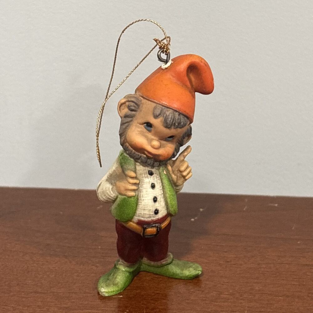 LOT 4 BRADFORD COLLECTION GNOME ELF CHRISTMAS ORNAMENTS Vintage Hong Kong - Picture 6 of 13